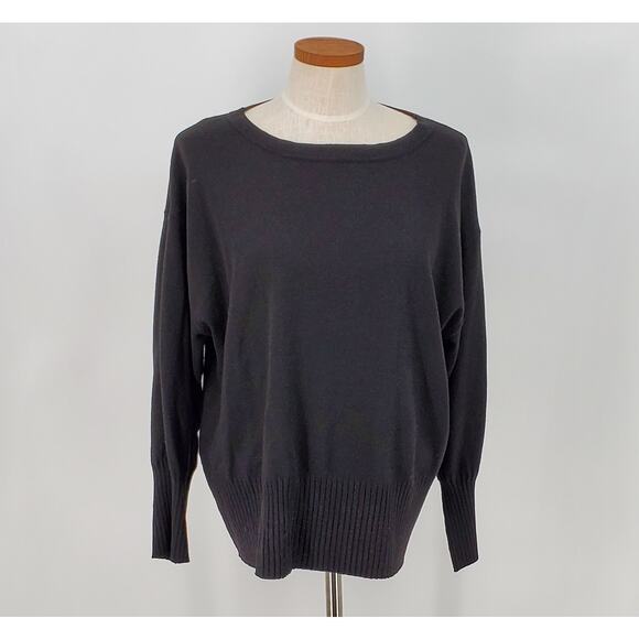 Terra & Sky Womens 1X=16W/18W Black Knit‎ Long Sleeve Sweater Pre-Owned - Picture 1 of 6